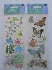 Lot of 2 A Touch of Jolee’s Dimensional Stickers BUTTERFILES & FISH CORAL NEW