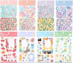 Cute Essential Kawaii Aesthetic Stationery Sticker Pack 8 Sheets 258+ Stickers