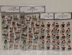 Christmas Paper Crafts Stickers- Christmas Dogs Puppy & Cats Kitten lot Of 4