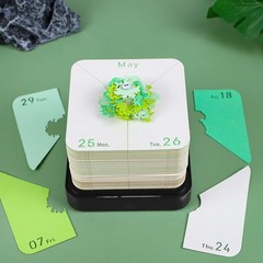 3D Memo Pad Tree House 2026 Desk Calendar Paper Sculpture Notepad Notes (Green)