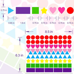 2016 PCS Multi-Shaped Color Coding Stickers 7 Colors 6 Shape Coding Labels Dot S