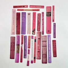 Book Spine Stickers Pink Red Purple Junk Journaling Collage Scrapbooking