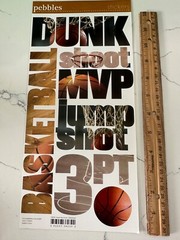 Pebbles Snapshot Word Stickers – Basketball – Shoot Dunk 3PT MVP Scrapbooking