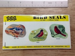 Vintage Dennison Mid Century Wild Bird Seals Stickers Booklet 36 Seals Complete