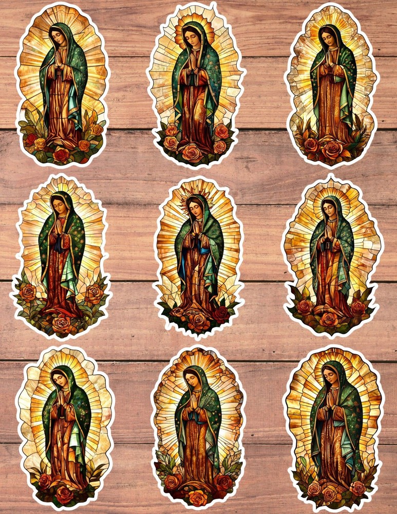 Stained Glass Virgin Mary Vinyl Stickers Set Scrapbooking Laptop Waterbottle