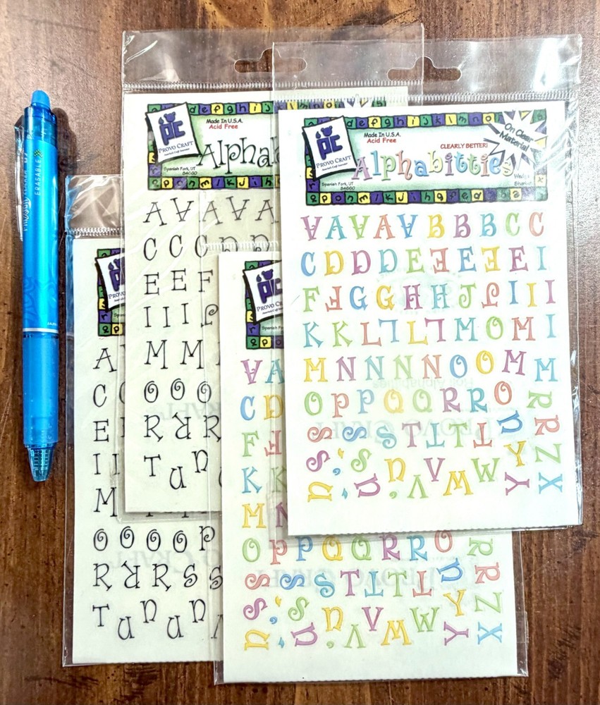 4 pkgs Letters Stickers Scrapbooking Journal Card Making Provo Craft
