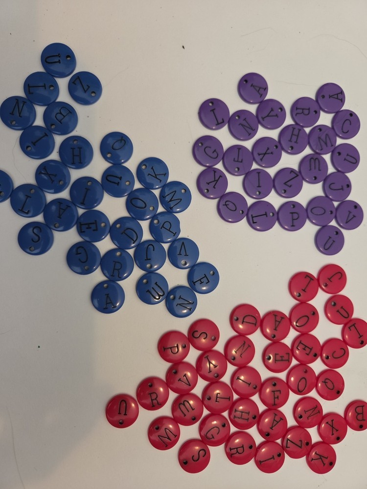 Vintage Making Memories Metal Alphabet Charms Tags Lot Red Blue Purple 94 Pc