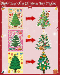 48 Sheets Christmas Tree Party Favors Stickers for Kids