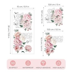 3 Sheets Rub On Transfers for Crafts and Furniture – Pink Vintage Pink Flower
