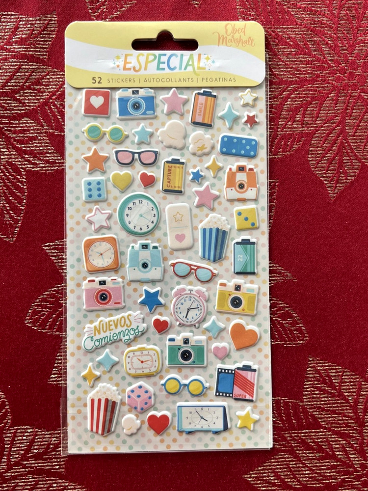 LAST 1 & RARE – CAMERA POPCORN CLOCK STARS PUFFY STICKERS – SHIPS FREE