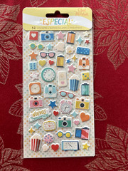 LAST 1 & RARE – CAMERA POPCORN CLOCK STARS PUFFY STICKERS – SHIPS FREE