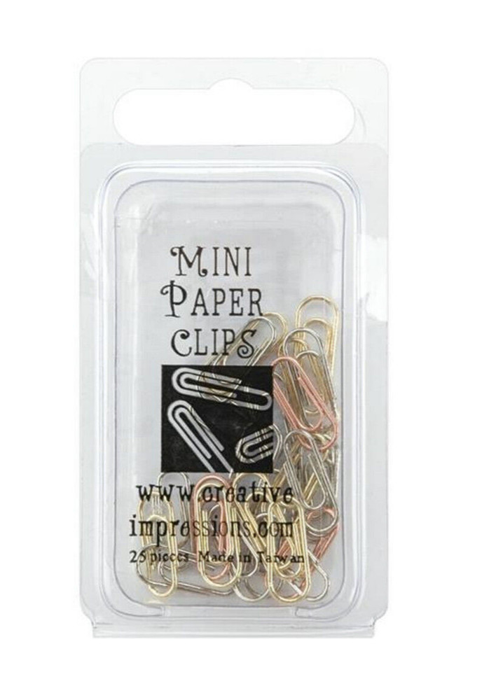 Creative Impressions Mini Paper Clips 25pc Gold, Silver, Copper .5″X.25″