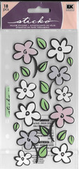FLOWERS Flower Bloom Vellum Pastel White Pink Purple Leaves Sticko stickers