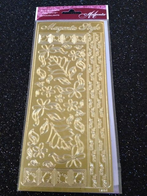 MAGENTA STYLE Christmas FLOWERS SWIRLS BORDERS Peel Off Sticker HOLIDAYS GOLD