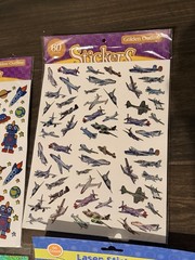 Lot Of 6 Vintage Style Sticker Sheets Golden Laser Holographic Cars Planes Robot