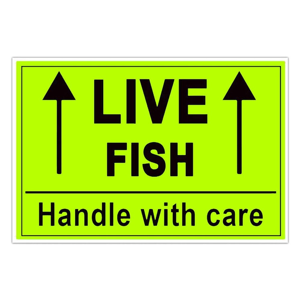 Remarkable Live Fish Stickers Shipping Labels, 2 X 3 Inch Fluorescent Green P…