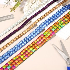 1.18 Inch x 1 Yard Crystal Rhinestone Sticker Ribbon, Lake Blue