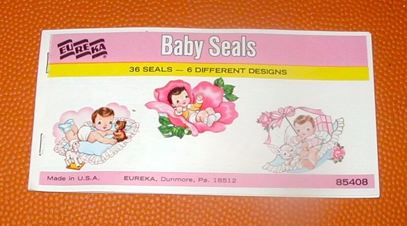 Eureka vintage baby seals holiday stickers brand new old store stock