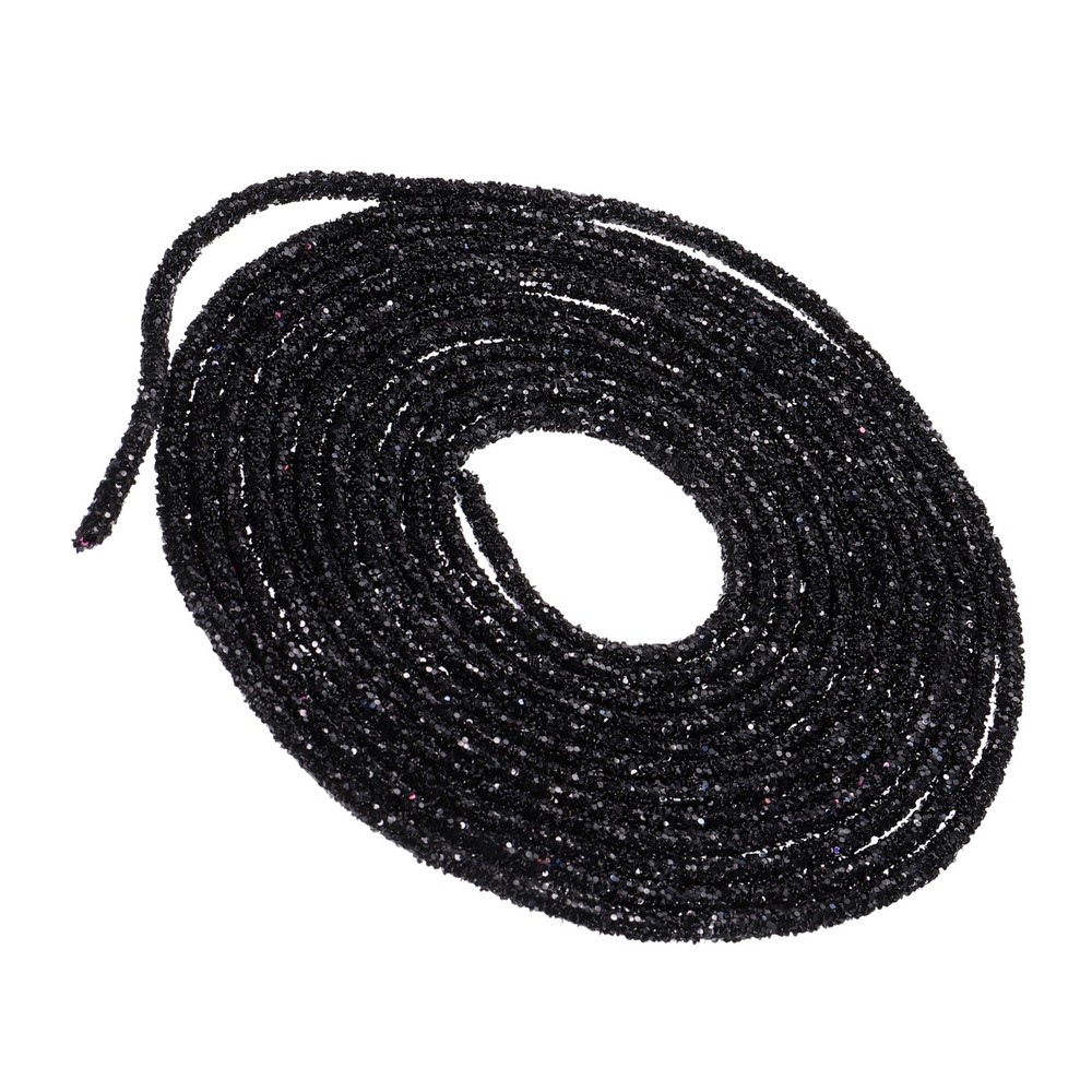 5 Yard 6mm Glitter Sequins Rope Rhinestone Cord Black for DIY Clothing Hat