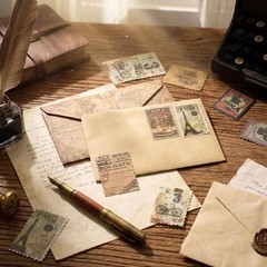 60pcs Vintage Postage Stamp Stickers, Aesthetic Modern Deco Paper Sticker for…
