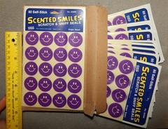 2 Packs Vintage Smiley Face Stickers, Grape Scented (1″ round) 160 Stickers, new