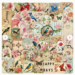 LOT 0F 25 MIXED STICKERS ROSES BIRDS FLOWERS BUTTERFLIES VICTORIAN THEME