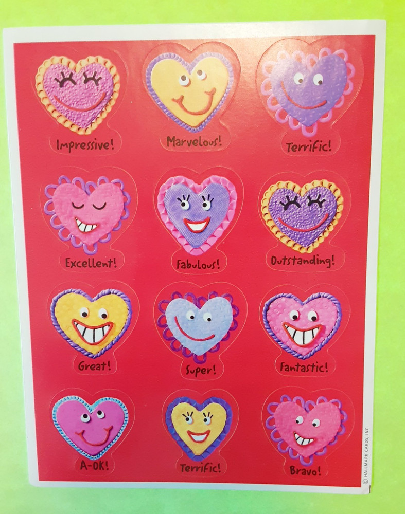 vintage Hallmark heart shaped cookies reward sticker sheet