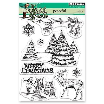 New Penny Black Rubber Stamp Set CHRISTMAS PEACEFUL WINTER acrylic