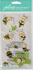 Jolee’s Boutique 3-D stickers BUMBLEBEES Garden Theme 84798 Fast FREE Ship!