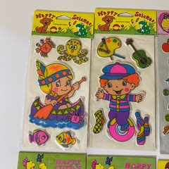 Vintage Happy Stickers & 1976 Imperial Happy Cuties Puffy Fun Stickers Set Of 12