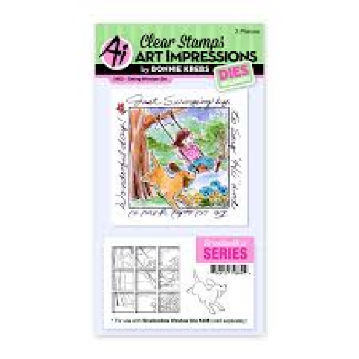 Art Impressions Unmounted Clear Stamp n Metal Cutting Die- SHADOWBOX WINDOW SET