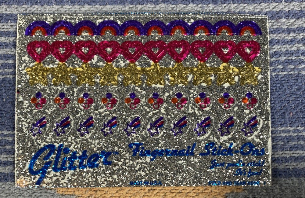 Glitter Vintage Fingernail Stick ons Stickers 1980s
