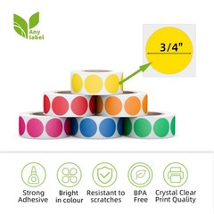 3/4″ Round Color Coding Circle Dot Labels 3000 PCS Includes Bright Yellow Gre…