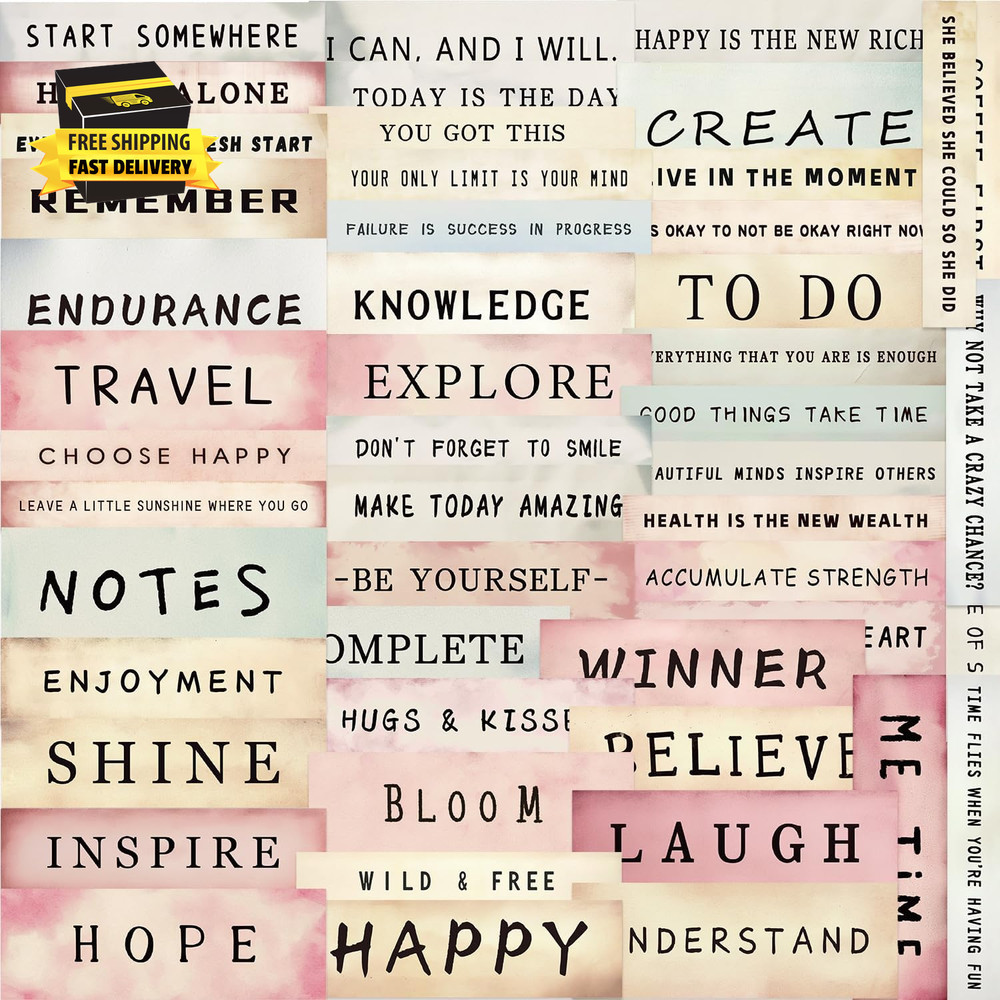 Vintage Motivational Aesthetic Label Stickers for Scrapbook, 50PCS Inspirational
