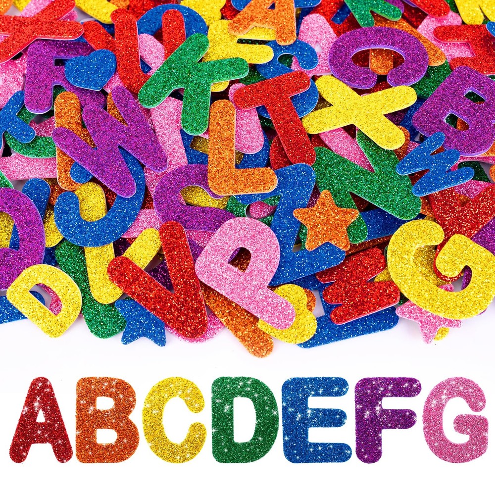 Foam Letter Stickers – 448Pcs Alphabet Stickers Glitter Letter Sticker Self A…