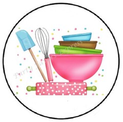 BAKING COOKING MIXING BOWLS ENVELOPE SEALS LABELS STICKERS PARTY FAVORS