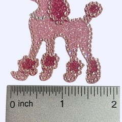 Pink Poodle Rhinestone & Glitter Adhesive Gem/Sticker, Retro 50s/60s design