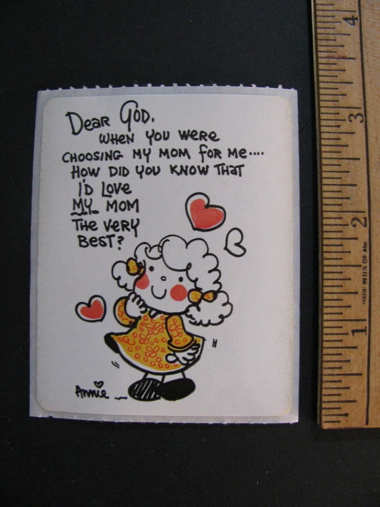 Dear God Kids Stickers BEST MOM 1 Piece NOS