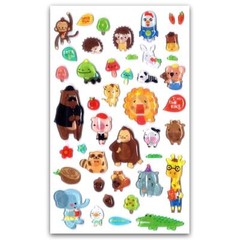 CUTE ANIMAL FRIENDS GEL STICKERS Kids Craft Scrapbook Raised Sticker Sheet