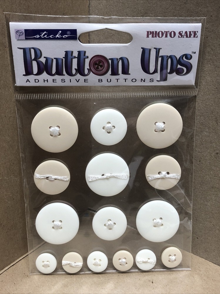 Stickopotamus-White & Cream ADHESIVE BUTTONS-15PC SET-EK SUCCESS-SPBUS11