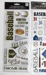 Scrapbooking Sticker Lot of 2 Packages Baseball Words Bat Ball Dimensional