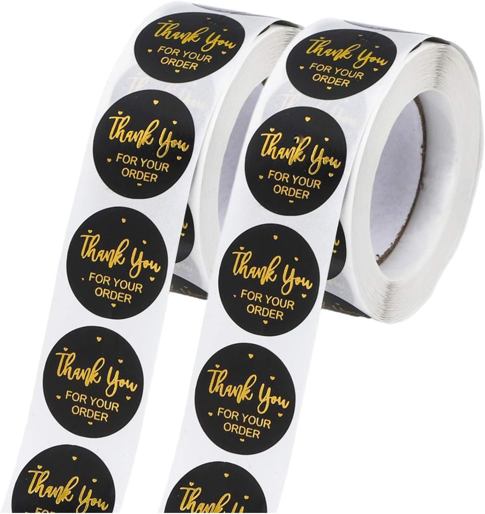 1000Pcs Thank You Stickers, 1.5 Inch, 2 Rolls, Thank You for Your Order Stickers