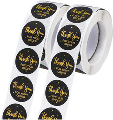 1000Pcs Thank You Stickers, 1.5 Inch, 2 Rolls, Thank You for Your Order Stickers