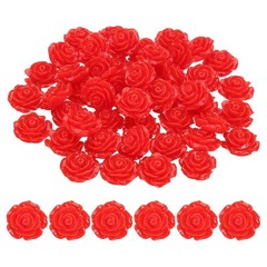20mm Rose Flower Resin Cabochon, 50 Pcs Mini Rose Flower Resin, Red