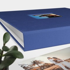 1DOT2 12×12 Large 3-Ring Scrapbook Photo Album, 80 Pages, Linen Cover, Blue