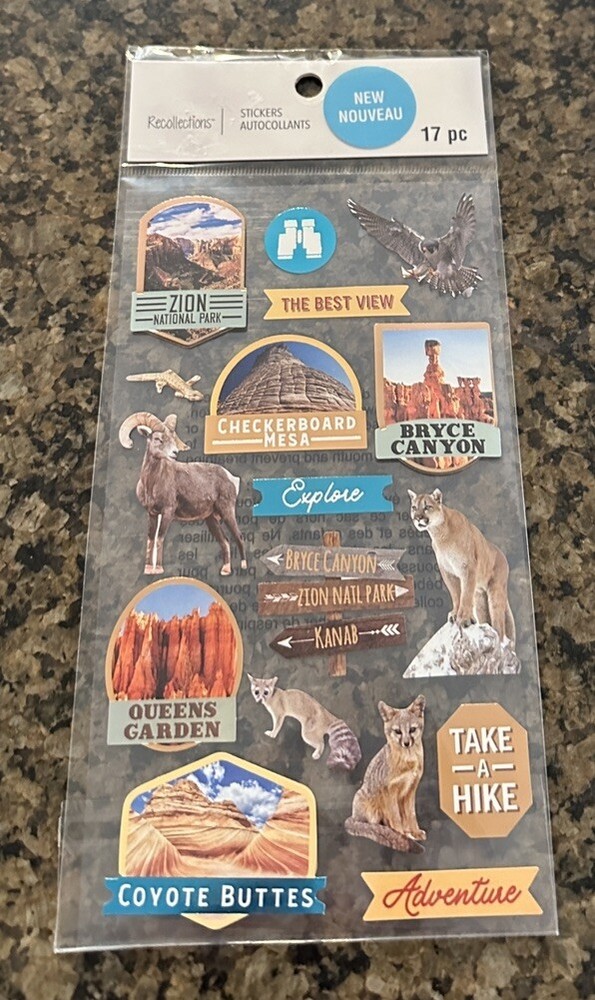Recollections NATIONAL PARKS Utah Arizona Dimensional Stickers 17 Pieces