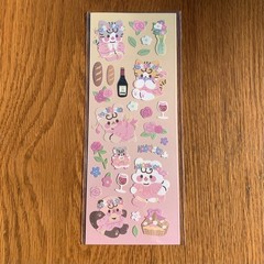 Pink Floral Cats Sticker Sheet