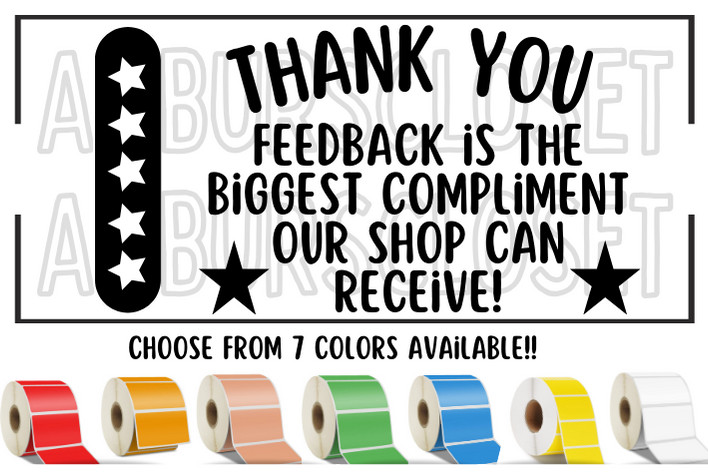 THANK YOU STICKERS WATERPROOF 2.25″×1.25 LABELS SEALS FEEDBACK REVIEW SHOP