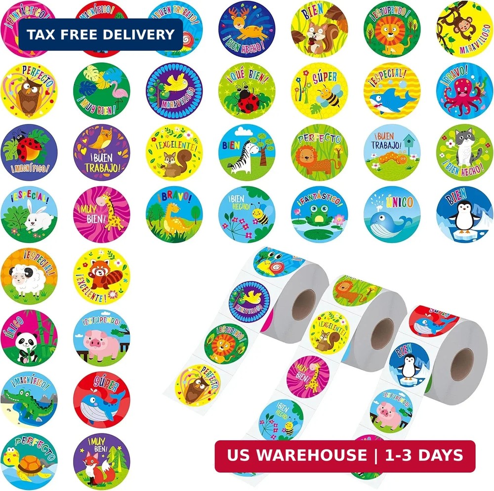 1800 Teacher Reward Encouragement Motivational Spanish Espanol Sticker in 36 Ani