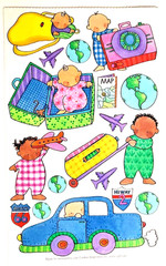 Creative Imaginations Baby Travel Scrapbook Stickers Road Trip Airplane Suitcase